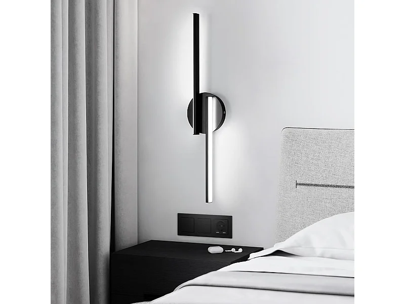 Applique murale LED, 22 W, 2475 lm, éclairage d'intérieur moderne, pour salon, couloir, escalier, lumière blanche froide 6500 K (55 cm, noir)