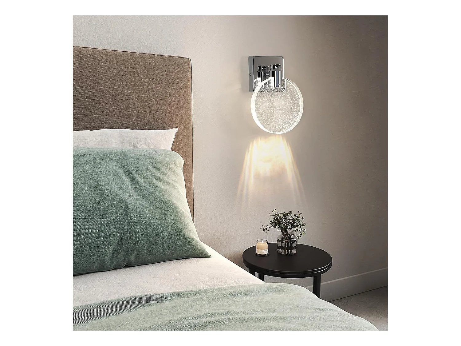 Applique murale d'intérieur LED chromée, 1 000 lm, design moderne et créatif, 3 températures de couleur (3000/4500 K/6500 K)