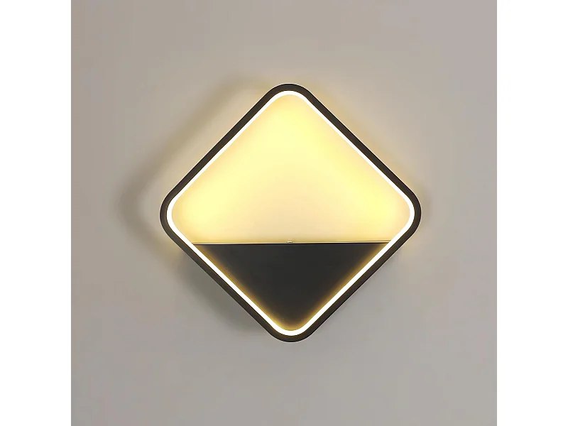 Applique murale d'intérieur LED, 20W, carrée, noire, moderne, en acrylique, pour chambre, salon, couloir, escalier, hôtel, blanc chaud 3000K