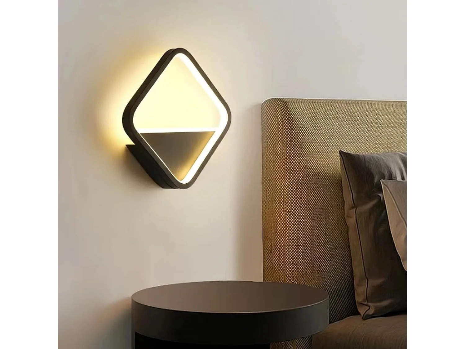 Applique murale d'intérieur LED, 20W, carrée, noire, moderne, en acrylique, pour chambre, salon, couloir, escalier, hôtel, blanc chaud 3000K