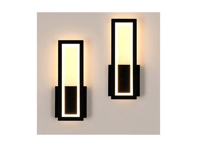 Applique murale LED moderne, 2 pièces 16 W 1800 lm, applique murale LED acrylique d'intérieur, couloir noir, lumière blanc chaud 3000 K, 32 cm