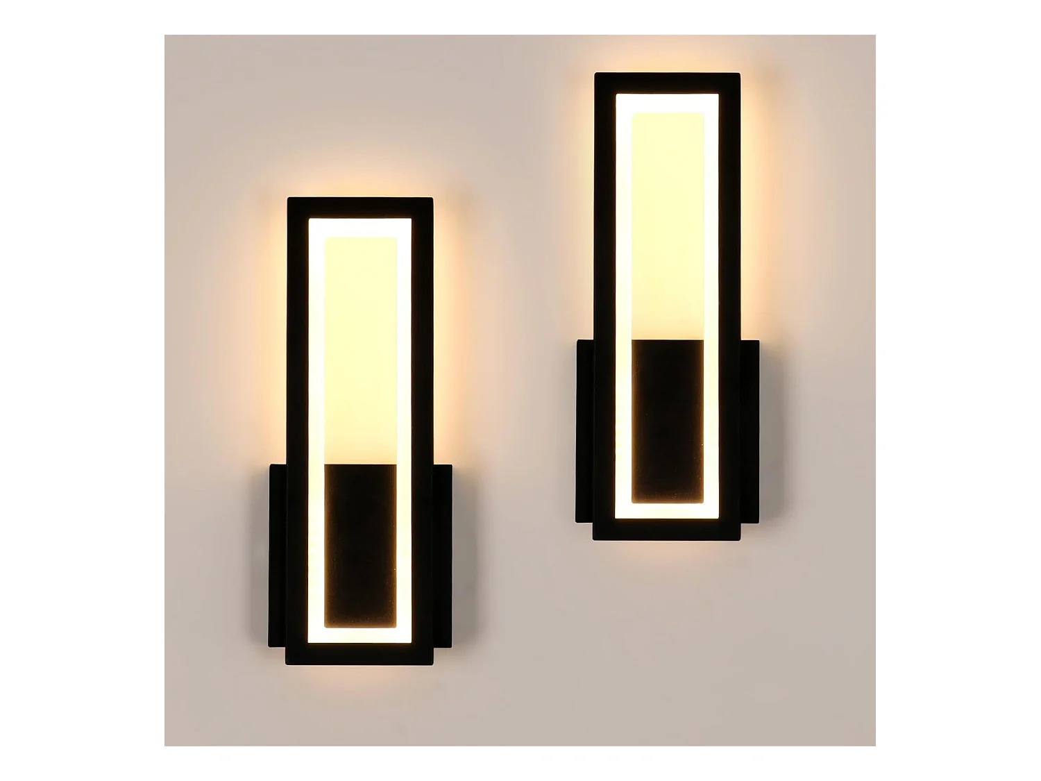 Applique murale LED moderne, 2 pièces 16 W 1800 lm, applique murale LED acrylique d'intérieur, couloir noir, lumière blanc chaud 3000 K, 32 cm