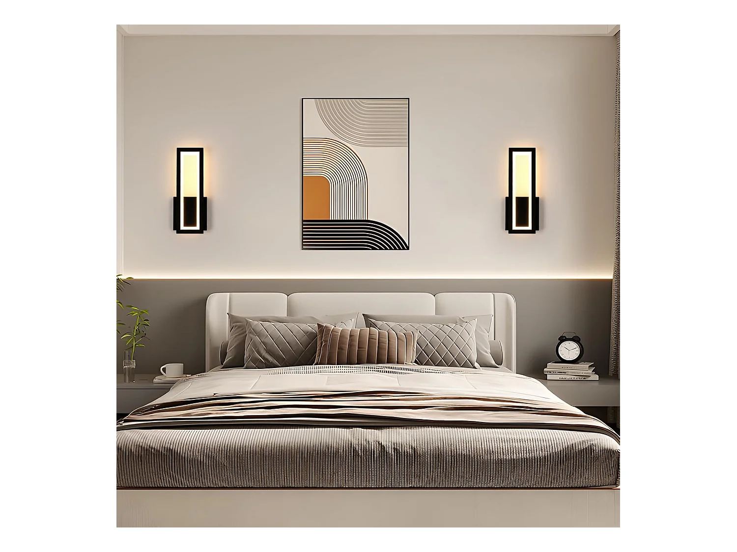 Applique murale LED moderne, 2 pièces 16 W 1800 lm, applique murale LED acrylique d'intérieur, couloir noir, lumière blanc chaud 3000 K, 32 cm