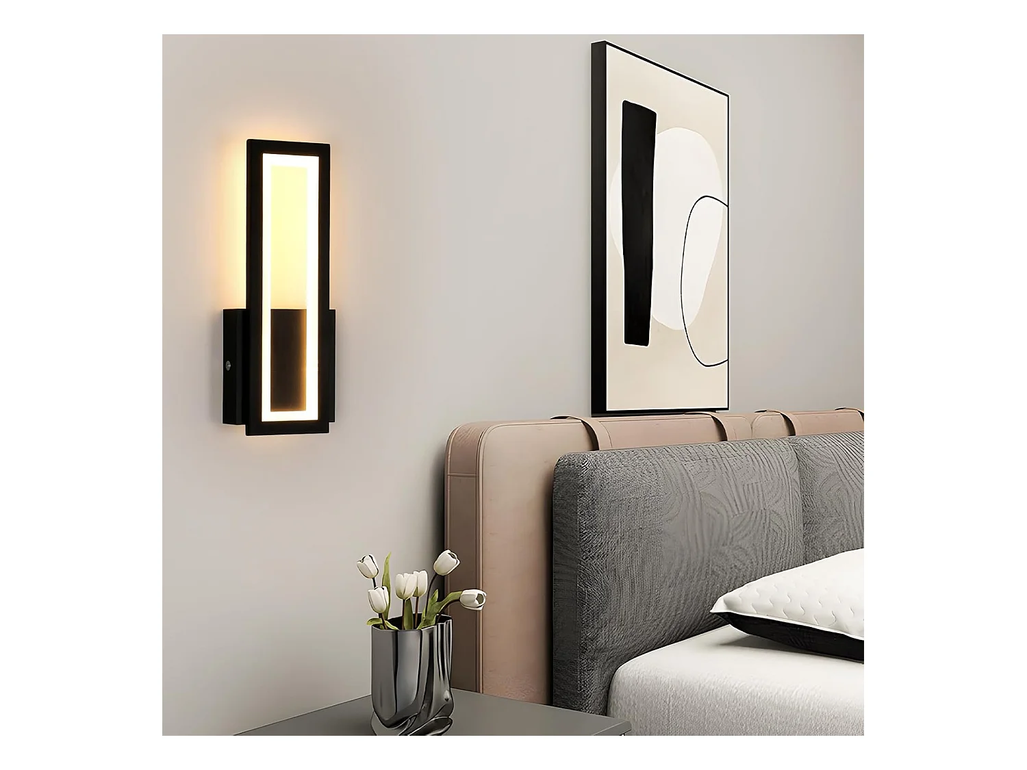Applique murale LED moderne, 2 pièces 16 W 1800 lm, applique murale LED acrylique d'intérieur, couloir noir, lumière blanc chaud 3000 K, 32 cm