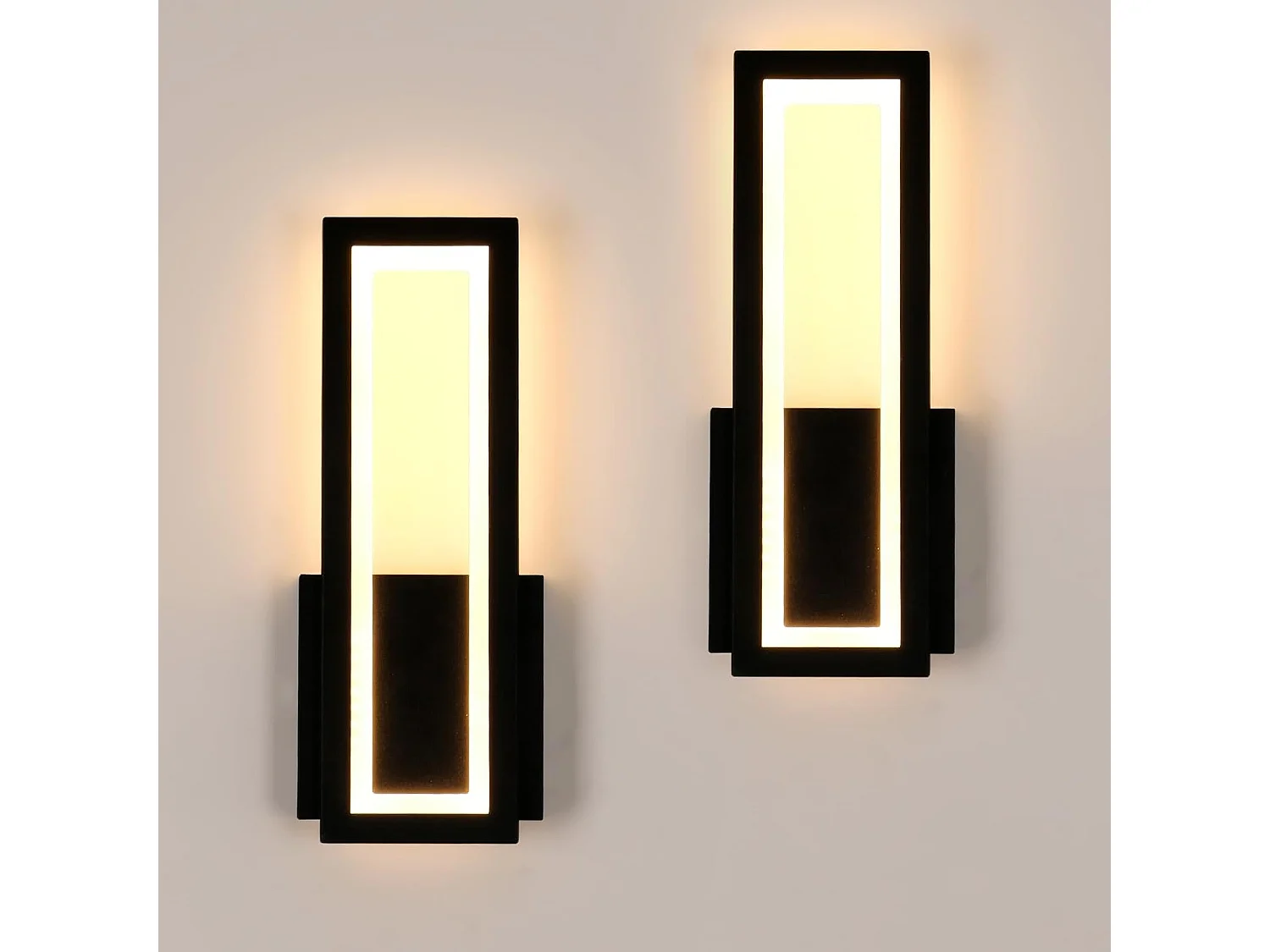 Applique murale LED moderne, 2 pièces 16 W 1800 lm, applique murale LED acrylique d'intérieur, couloir noir, lumière blanc chaud 3000 K, 32 cm