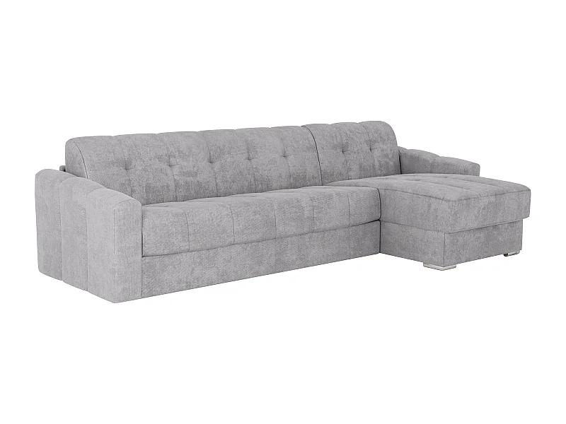 Canapé d'angle convertible express en tissu texturé  gris clair - Couchage 160 cm - Matelas 22 cm avec mémoire de forme - DARIELO