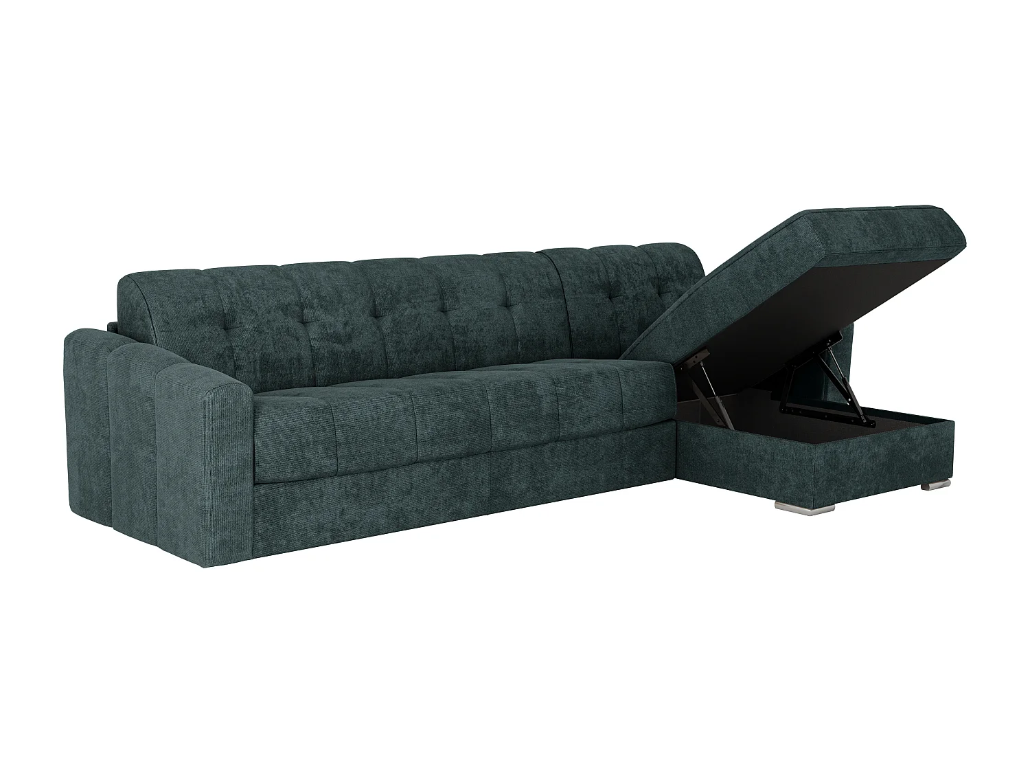 Canapé d'angle convertible express en tissu texturé gris clair - Couchage lattes larges 140 cm - Matelas 22 cm avec mémoire de forme - DARIELO