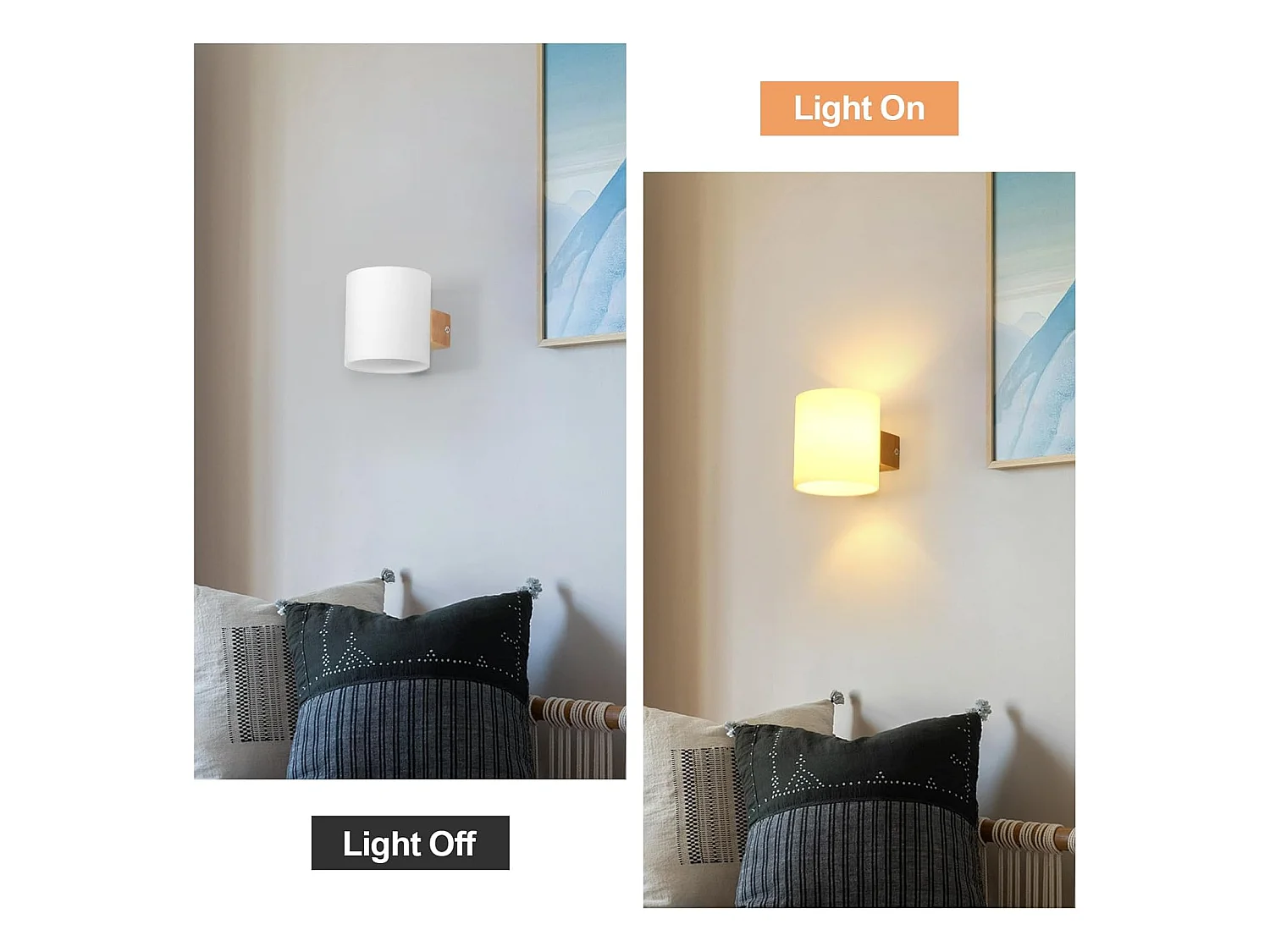 Applique murale d'intérieur en bois 3000K/4500K/6500K, 3 couleurs, LED à intensité variable, pour salon, escalier (avec ampoule 12W)