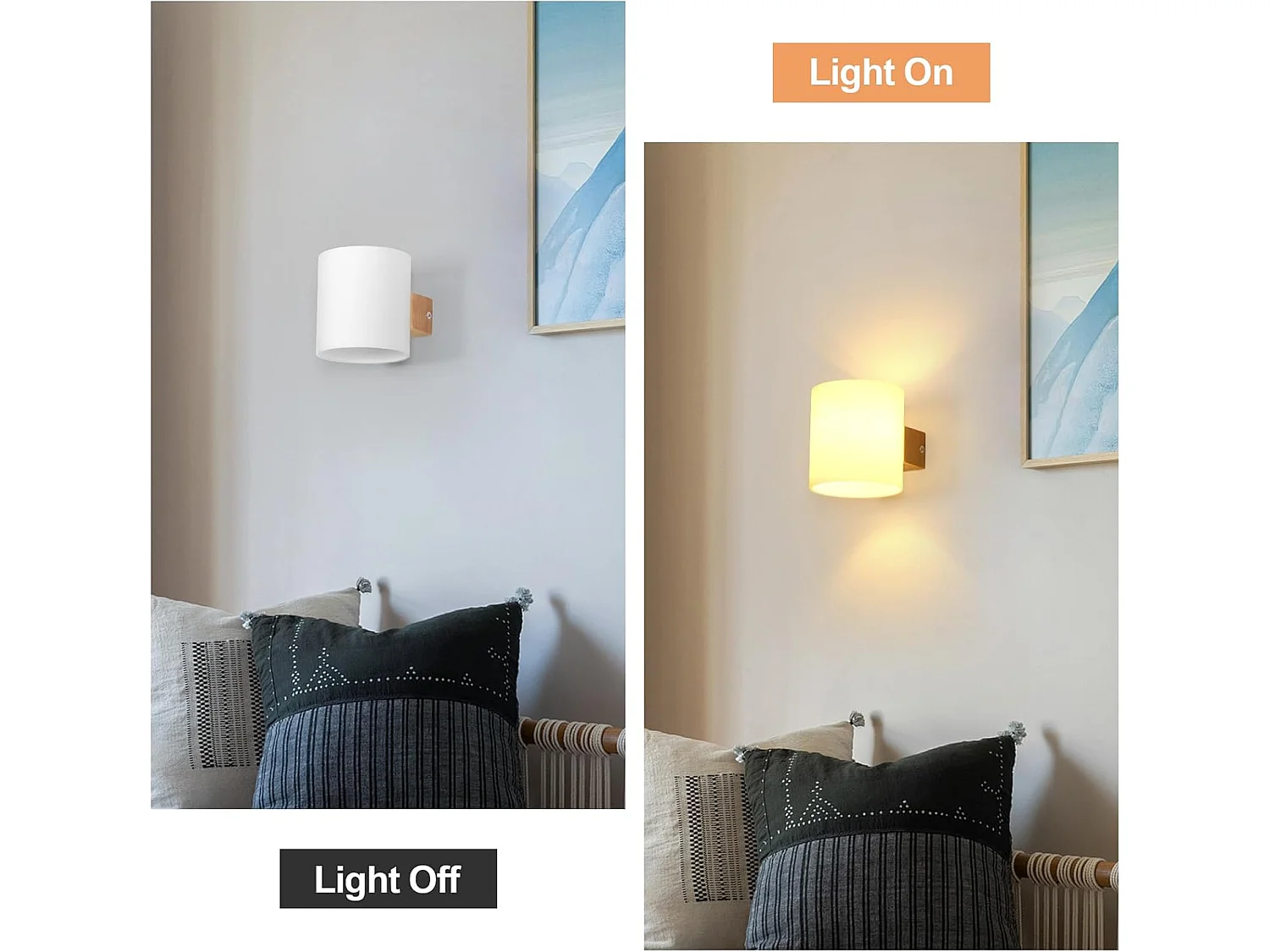 Applique murale d'intérieur en bois 3000K/4500K/6500K, 3 couleurs, LED à intensité variable, pour salon, escalier (avec ampoule 12W)