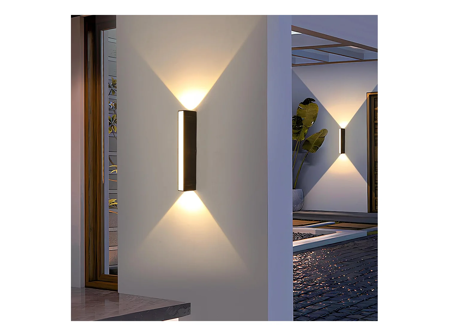 Applique murale d'extérieur LED, étanche IP65, 19 W, 36 cm, 3 000 K, noire, lumière chaude, pour jardin, terrasse, véranda, salon