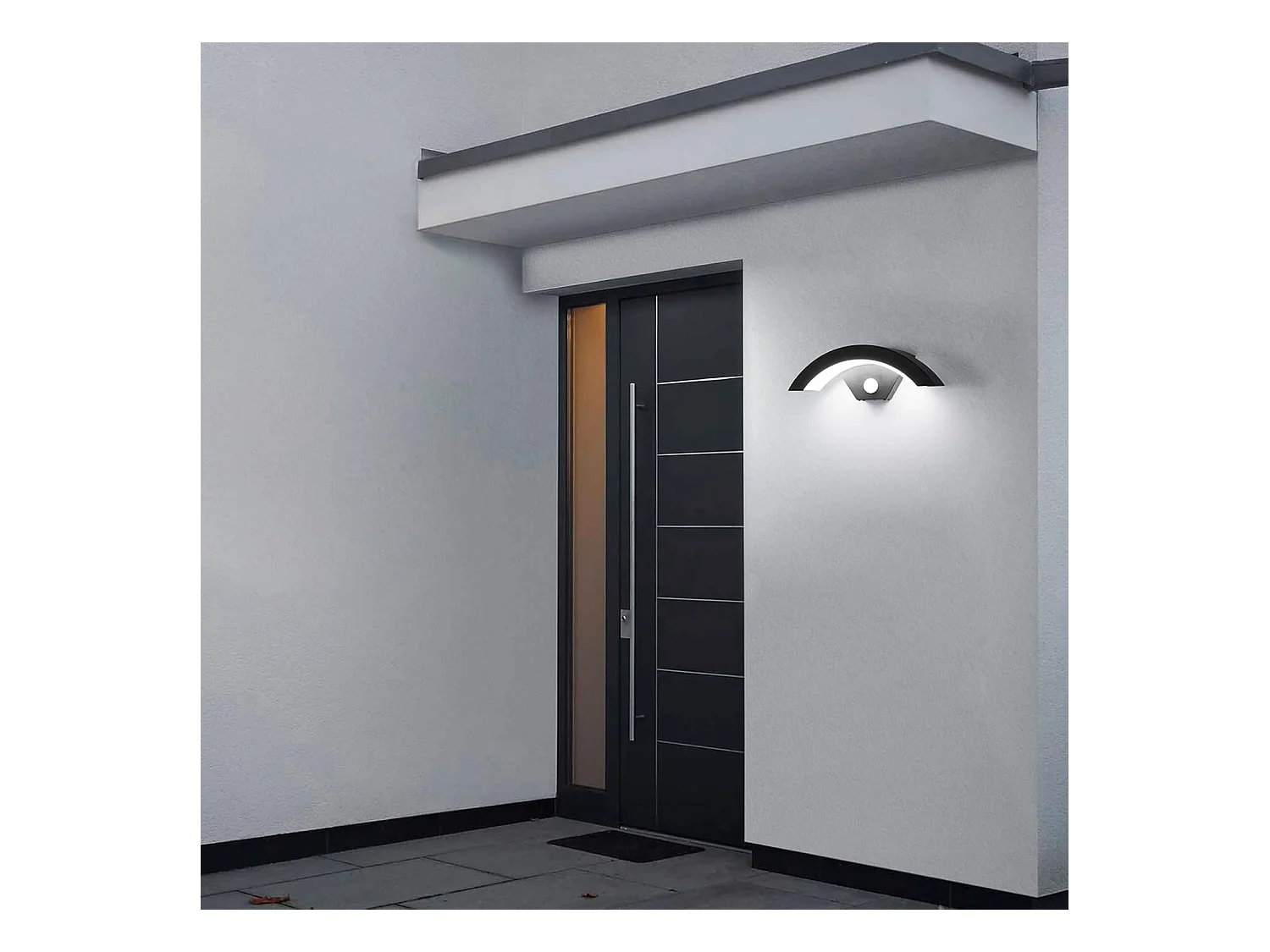 24W Applique Murale Exterieure avec Détecteur de Mouvement, Lampe Murale Moderne 6500K Étanche IP65, Projecteur LED Extérieur avec Détecteur, Noir