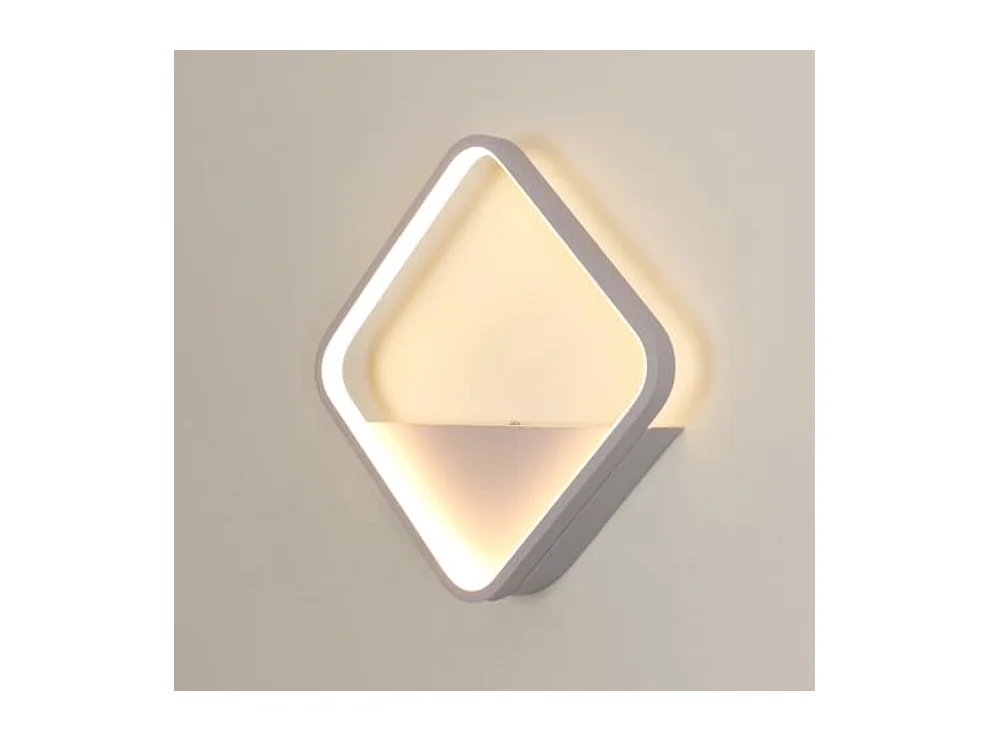 Applique murale LED moderne, usage intérieur, carrée 12 W, lumière blanc chaud 3000 K, idéale pour chambre, salon, couloir, escalier, blanc