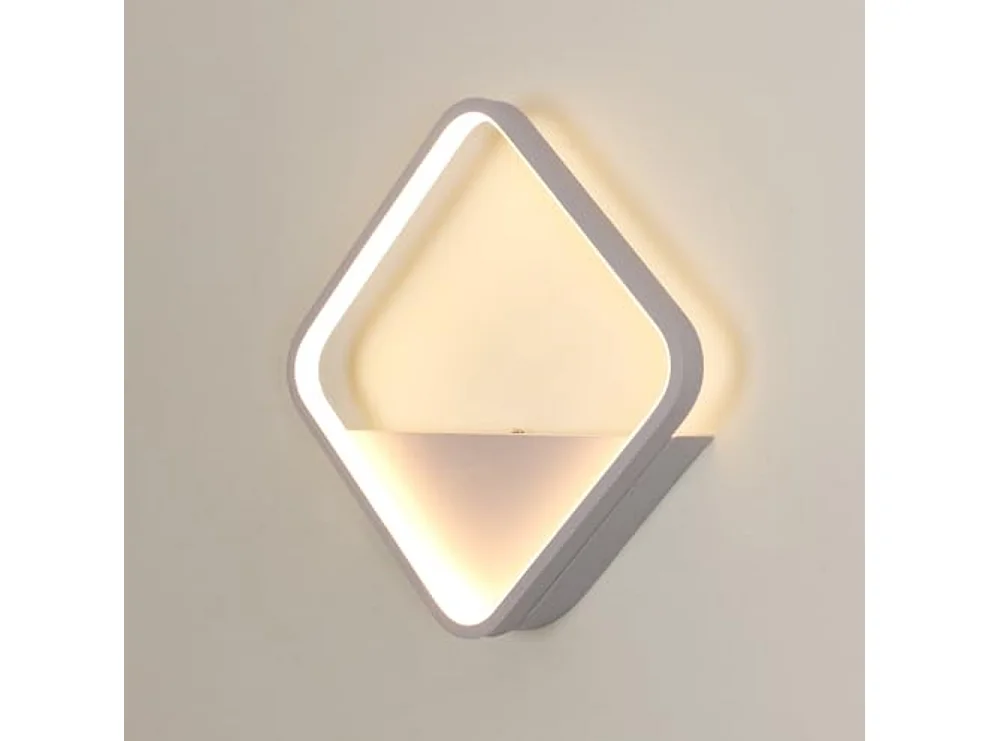 Applique murale LED moderne, usage intérieur, carrée 12 W, lumière blanc chaud 3000 K, idéale pour chambre, salon, couloir, escalier, blanc