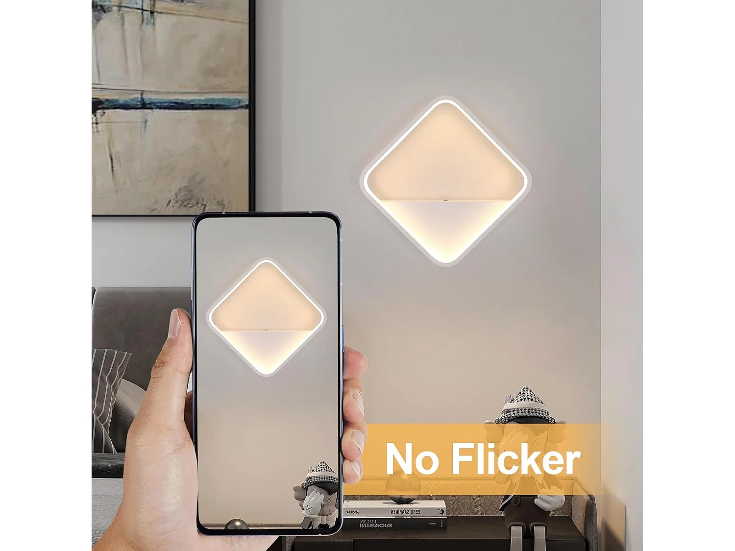 Applique murale LED moderne, usage intérieur, carrée 12 W, lumière blanc chaud 3000 K, idéale pour chambre, salon, couloir, escalier, blanc