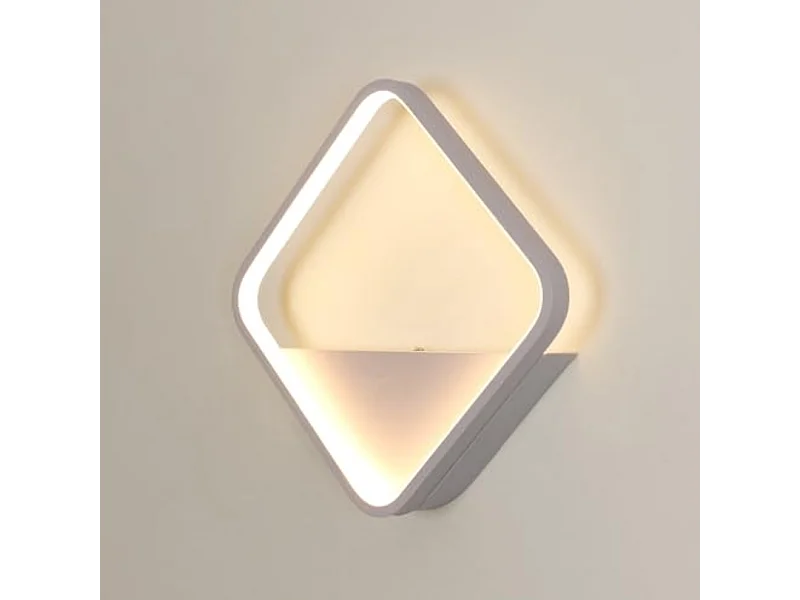 Applique murale LED moderne, usage intérieur, carrée 12 W, lumière blanc chaud 3000 K, idéale pour chambre, salon, couloir, escalier, blanc