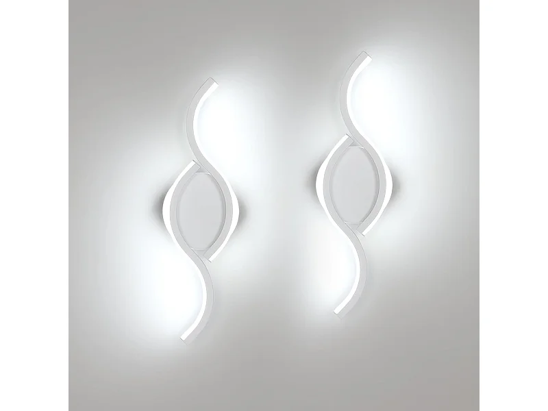 Lot de 2 appliques murales d'intérieur LED, 12W, 1350lm, design moderne, pour salon et chambre à coucher, blanc froid 6500 K, 35,5 cm
