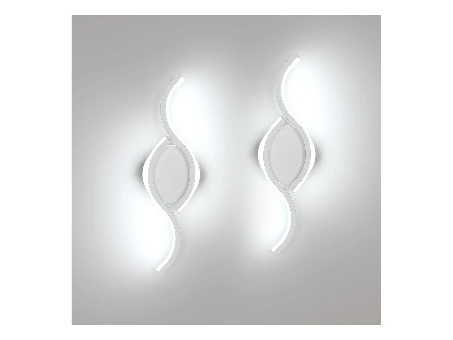 Lot de 2 appliques murales d'intérieur LED, 12W, 1350lm, design moderne, pour salon et chambre à coucher, blanc froid 6500 K, 35,5 cm
