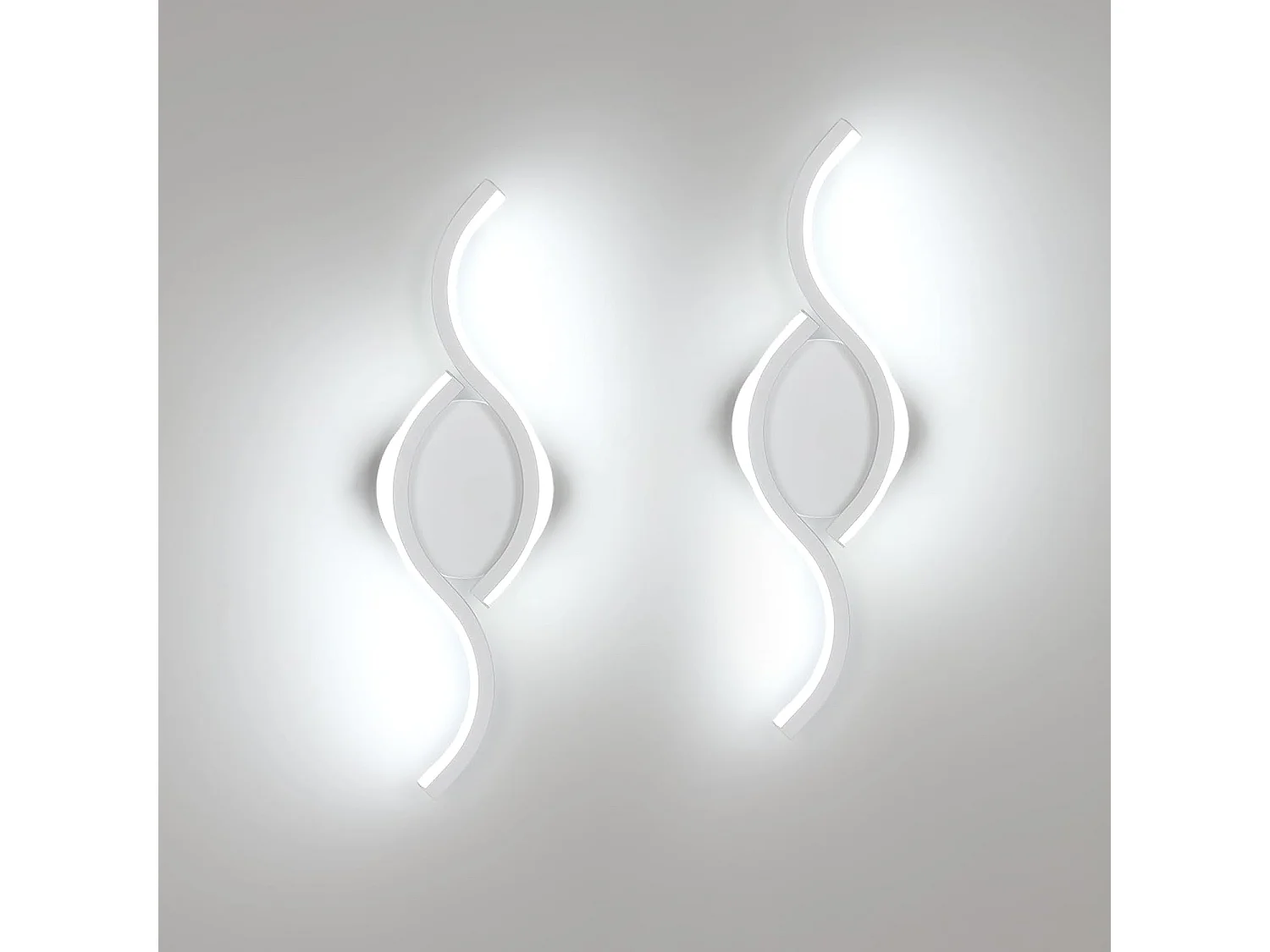 Lot de 2 appliques murales d'intérieur LED, 12W, 1350lm, design moderne, pour salon et chambre à coucher, blanc froid 6500 K, 35,5 cm