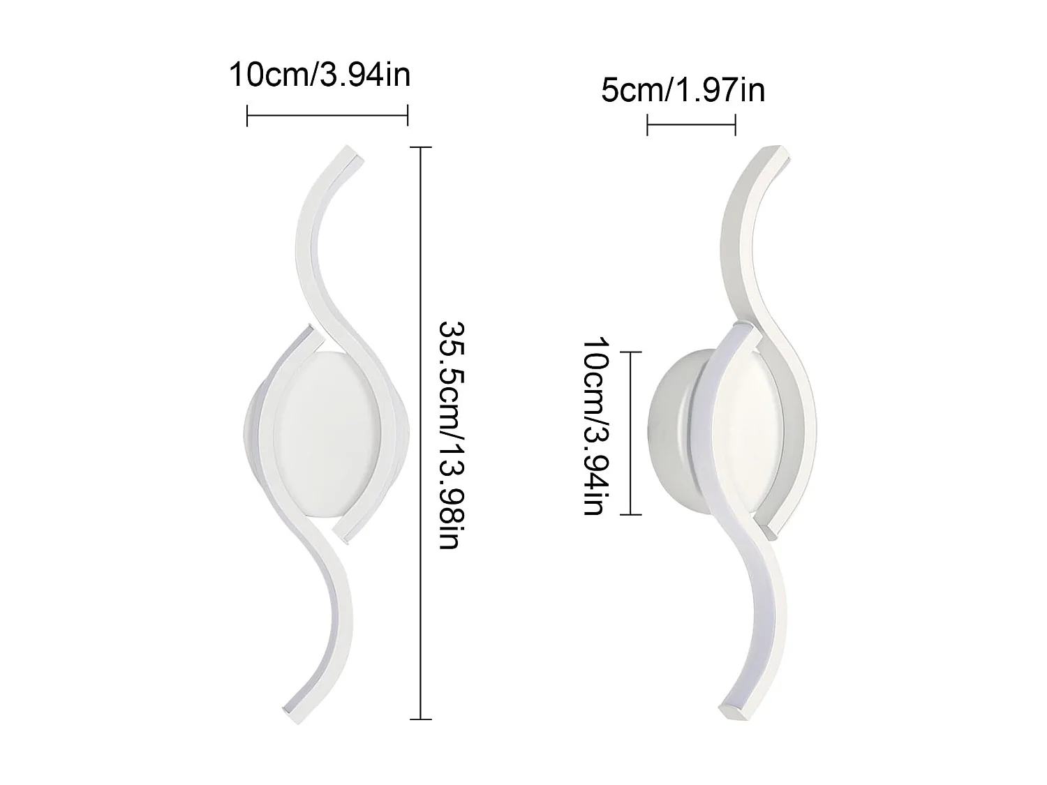 Lot de 2 appliques murales d'intérieur LED, 12W, 1350lm, design moderne, pour salon et chambre à coucher, blanc froid 6500 K, 35,5 cm