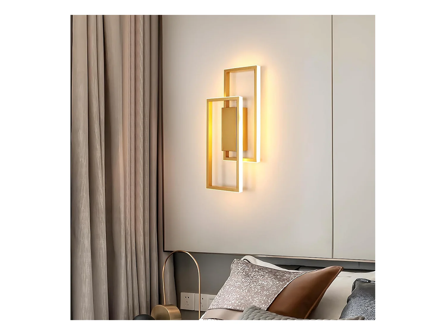 Applique murale d'intérieur LED, 28 W, 2 900 lm, design moderne, dorée, luminaire pour chambre, salon, couloir, lumière blanche chaude 3 000 K