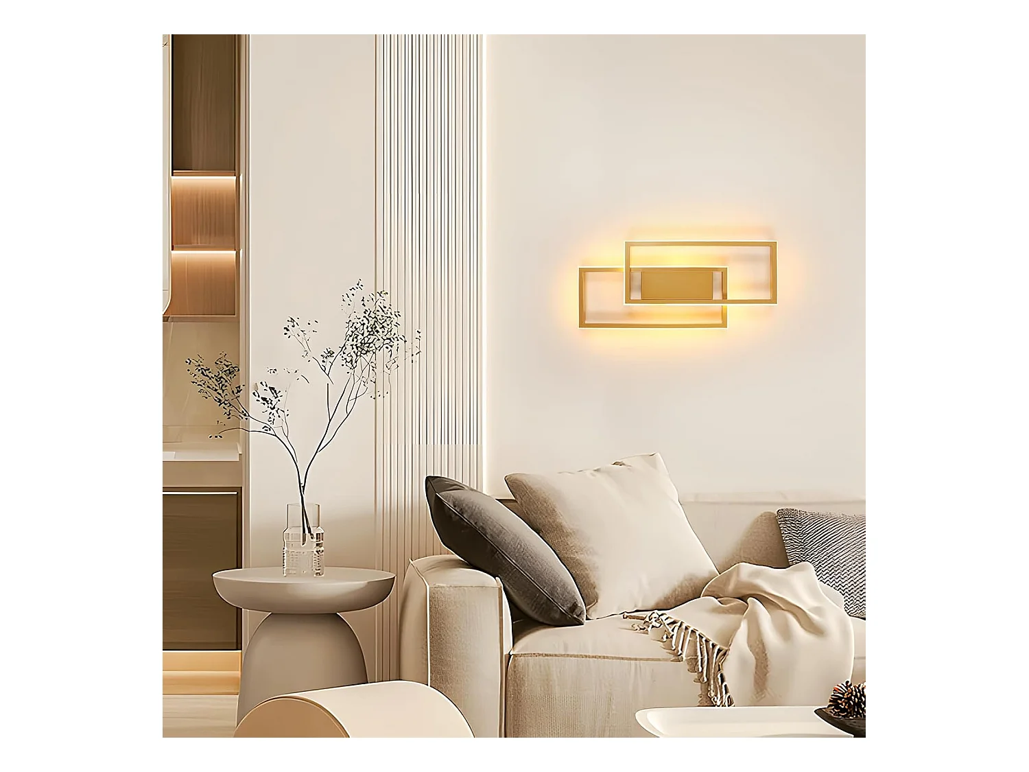 Applique murale d'intérieur LED, 28 W, 2 900 lm, design moderne, dorée, luminaire pour chambre, salon, couloir, lumière blanche chaude 3 000 K