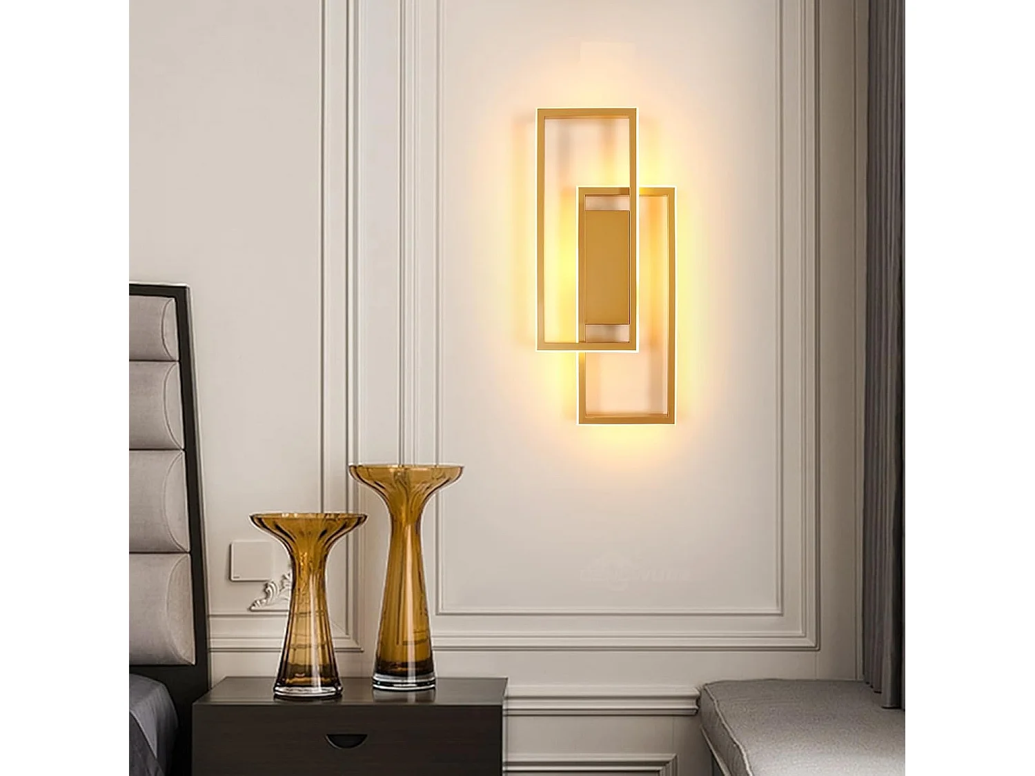Applique murale d'intérieur LED, 28 W, 2 900 lm, design moderne, dorée, luminaire pour chambre, salon, couloir, lumière blanche chaude 3 000 K
