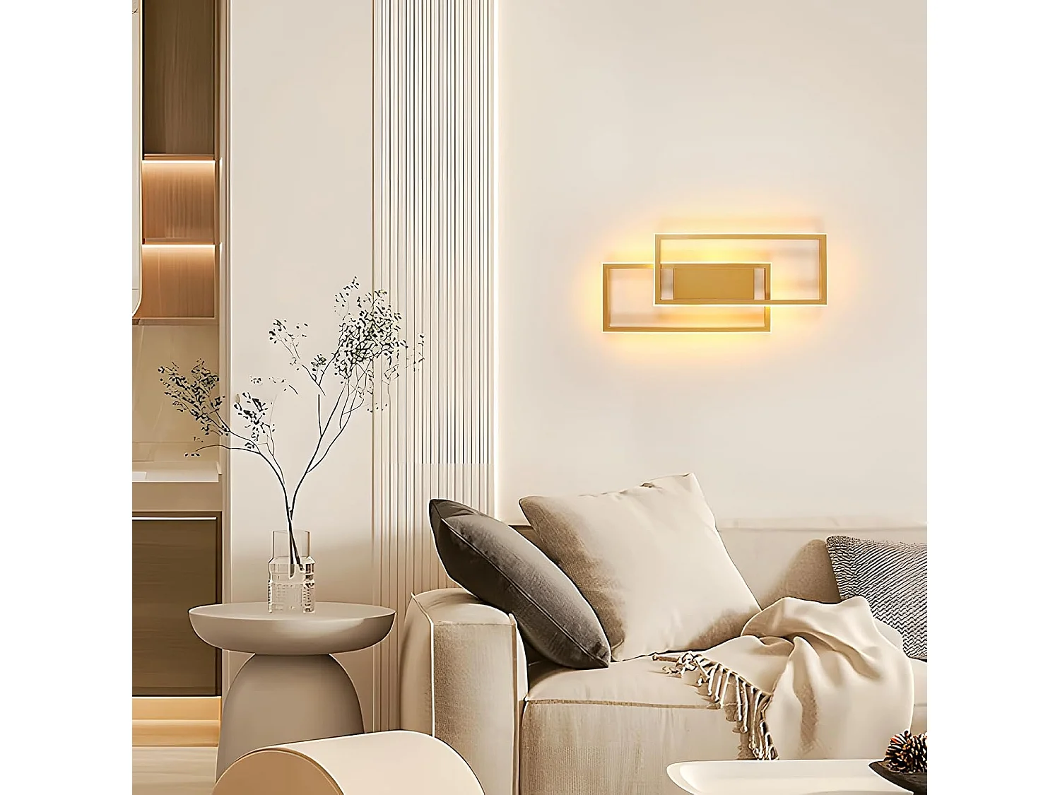 Applique murale d'intérieur LED, 28 W, 2 900 lm, design moderne, dorée, luminaire pour chambre, salon, couloir, lumière blanche chaude 3 000 K