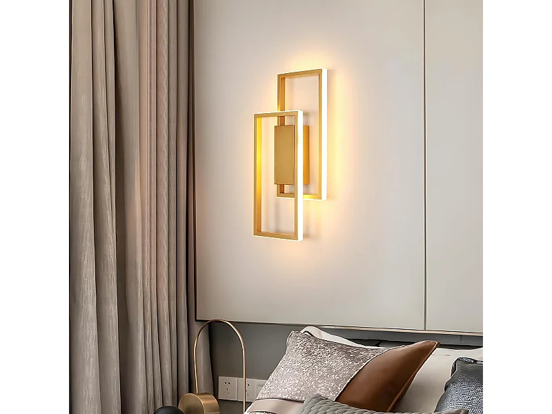Applique murale d'intérieur LED, 28 W, 2 900 lm, design moderne, dorée, luminaire pour chambre, salon, couloir, lumière blanche chaude 3 000 K