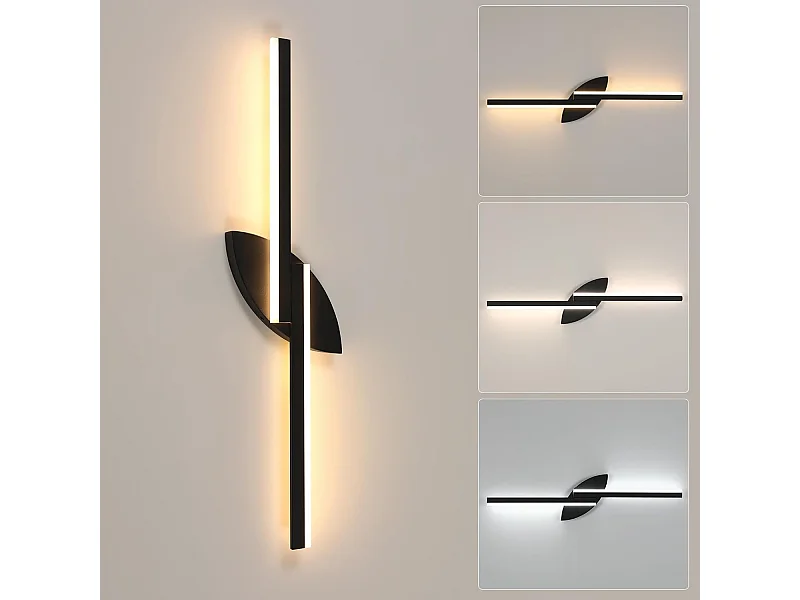 Applique murale d'intérieur LED 80cm,14W,1575lm,design créatif, intensité variable,design moderne,en acrylique,idéale pour les escaliers, noire