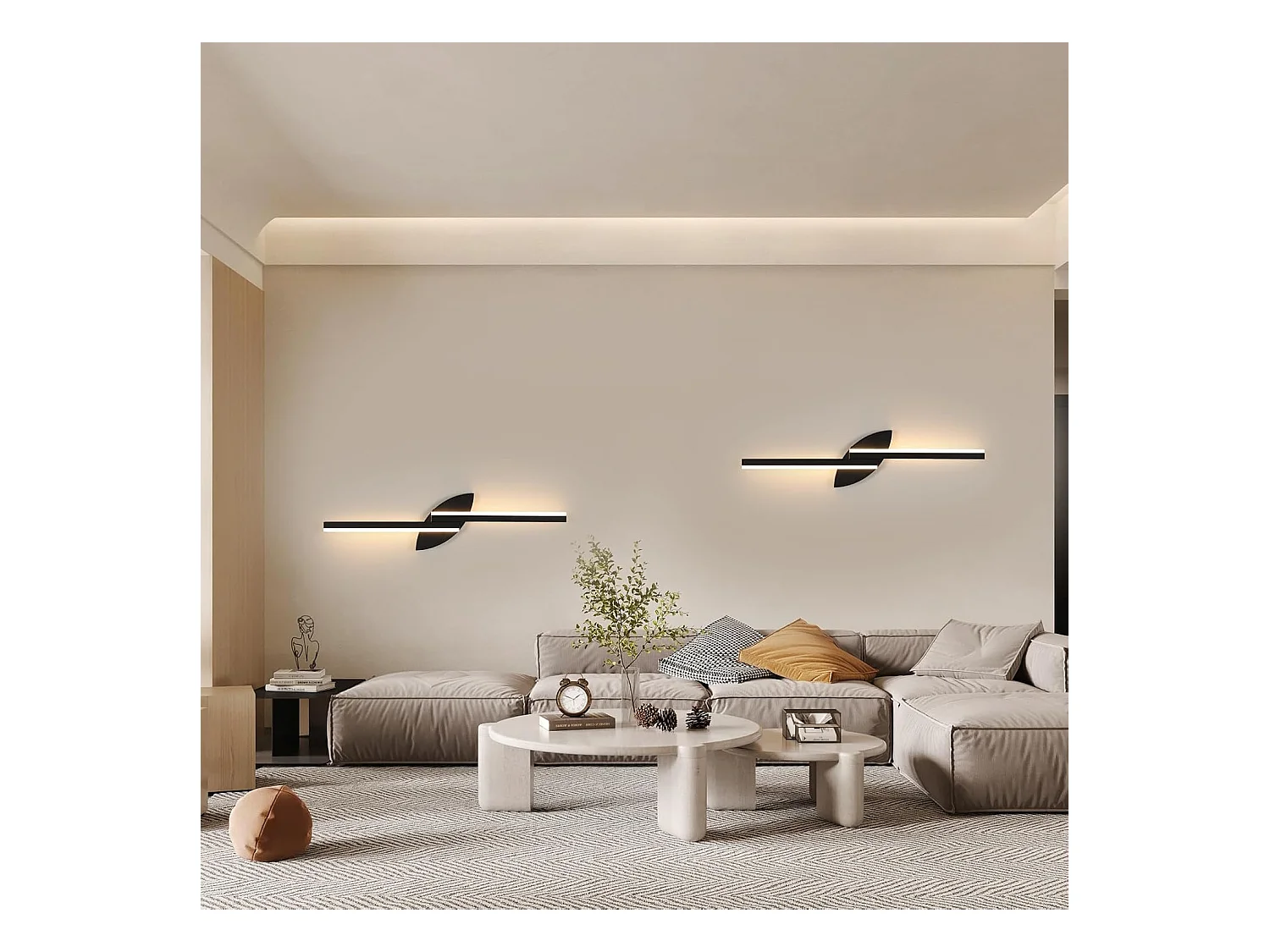 Applique murale d'intérieur LED 80cm,14W,1575lm,design créatif, intensité variable,design moderne,en acrylique,idéale pour les escaliers, noire