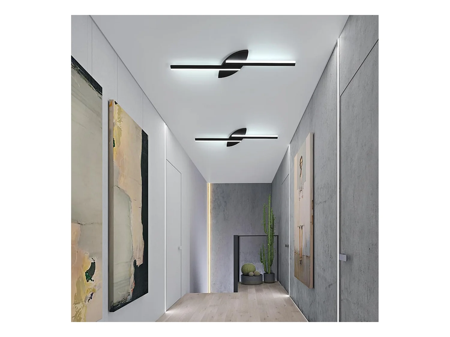 Applique murale d'intérieur LED 80cm,14W,1575lm,design créatif, intensité variable,design moderne,en acrylique,idéale pour les escaliers, noire