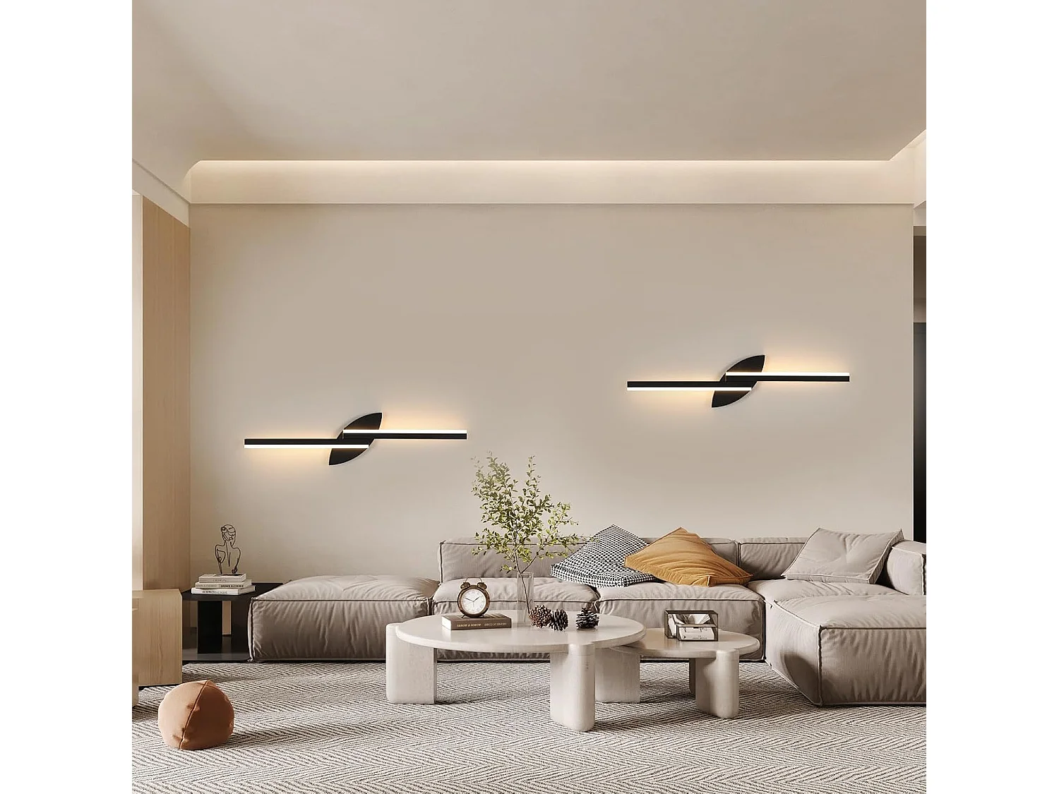 Applique murale d'intérieur LED 80cm,14W,1575lm,design créatif, intensité variable,design moderne,en acrylique,idéale pour les escaliers, noire
