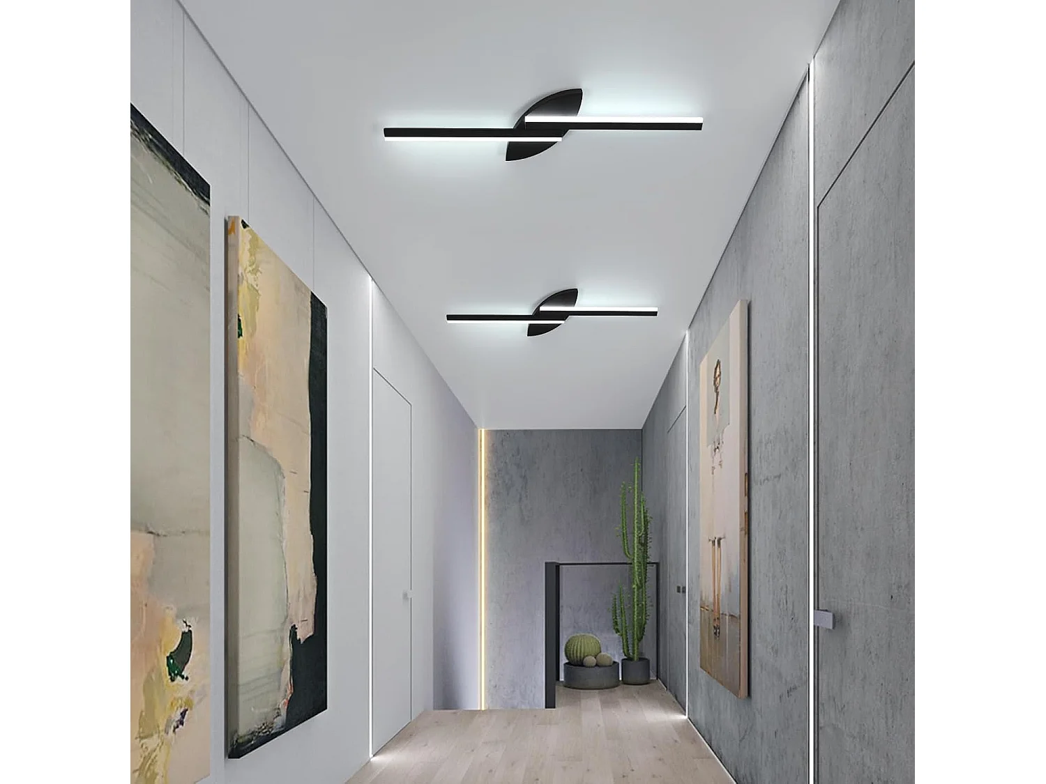 Applique murale d'intérieur LED 80cm,14W,1575lm,design créatif, intensité variable,design moderne,en acrylique,idéale pour les escaliers, noire