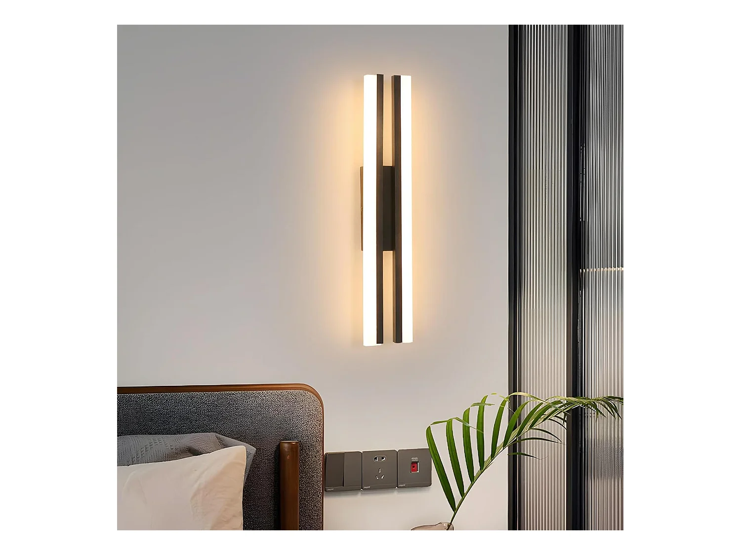Applique murale LED d'intérieur, style moderne, pour chambre à coucher, escalier, 16W, 1800 lumens, 40cm, lumière blanc chaud 3000K, noir
