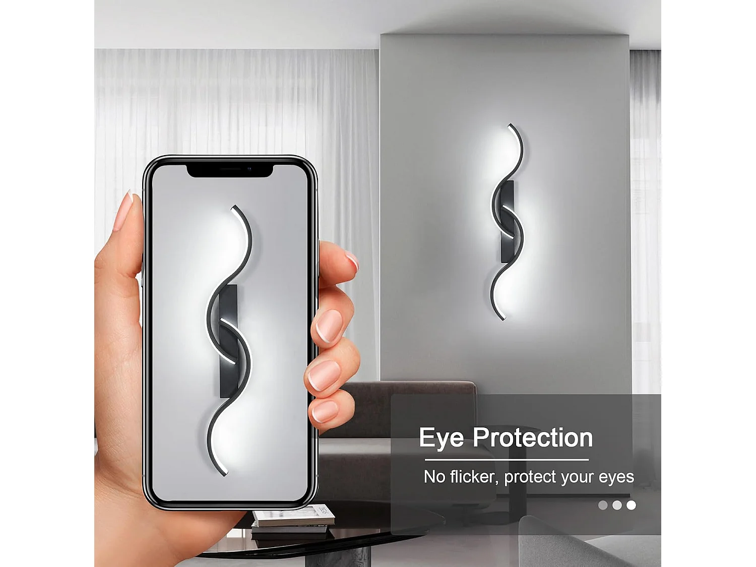 Applique murale LED d'intérieur, applique murale décorative moderne 60cm, applique murale LED en aluminium noir pour salon,lumière blanc froid 6500K