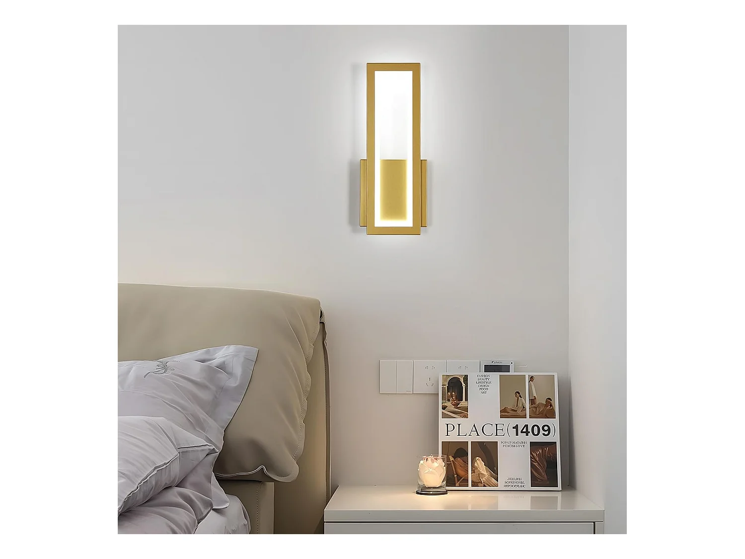 Applique murale LED moderne, 16W, 1800lm, acrylique, 32cm, or, convient pour chambre, couloir, salon, lumière blanche froide 6500K