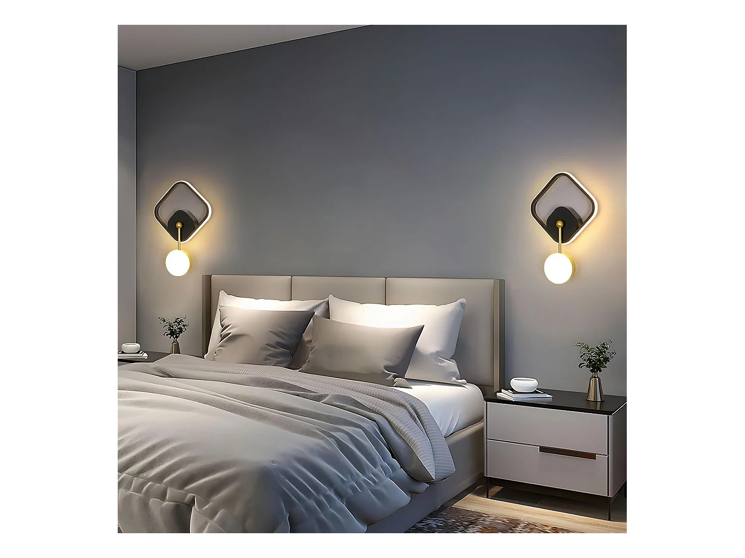 Applique murale d'intérieur LED, 21W, 2550lm, moderne, en acrylique, pour salon, chambre, couloir, escalier, lumière chaude 3000K, noir