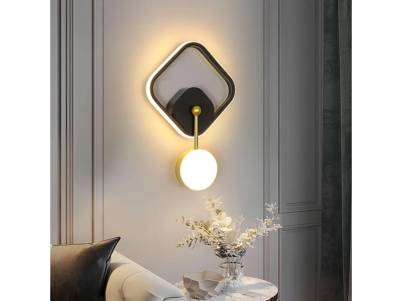 Applique murale d'intérieur LED, 21W, 2550lm, moderne, en acrylique, pour salon, chambre, couloir, escalier, lumière chaude 3000K, noir