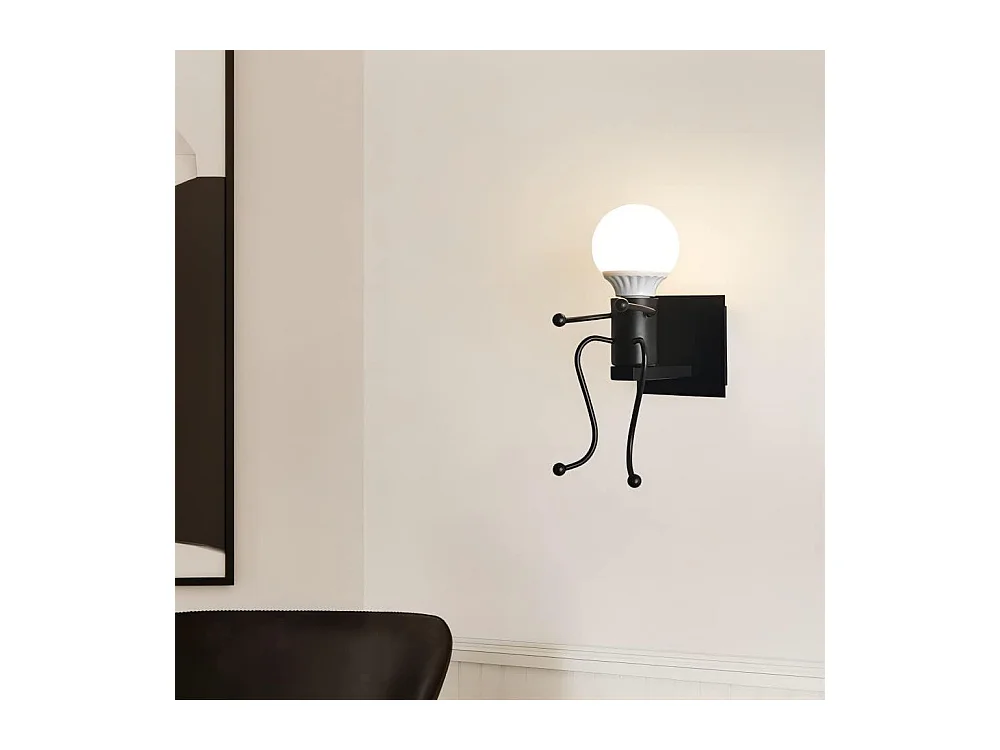 Applique murale rétro créative pour chambre d'enfant, lampe de chevet E27 en métal, forme dessin animé (sans ampoule)