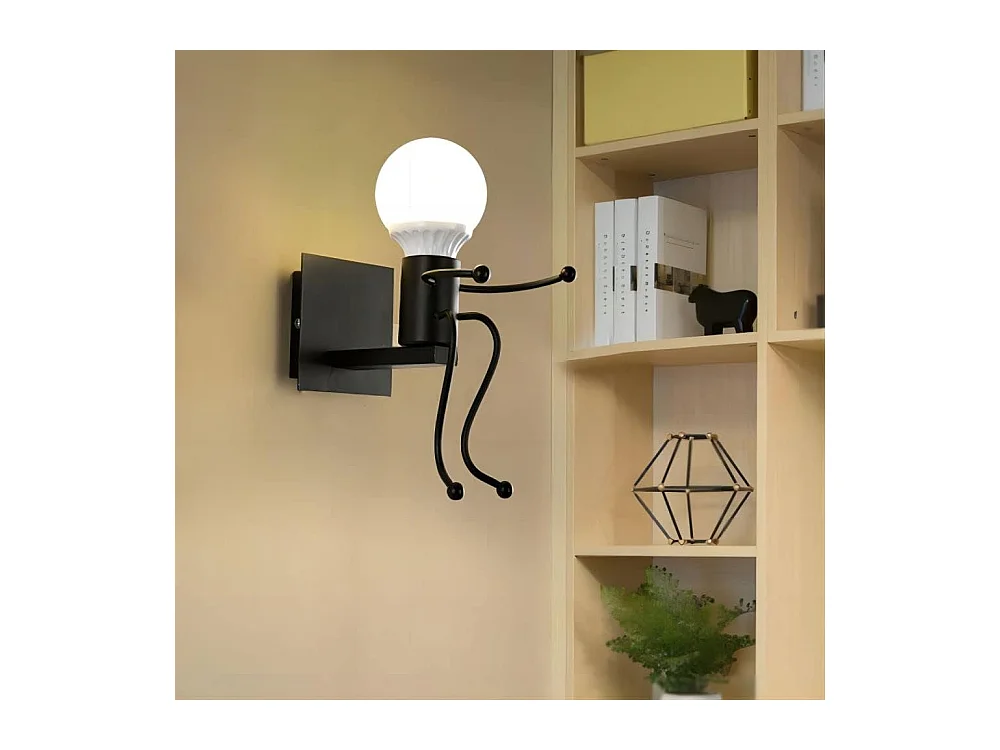 Applique murale rétro créative pour chambre d'enfant, lampe de chevet E27 en métal, forme dessin animé (sans ampoule)