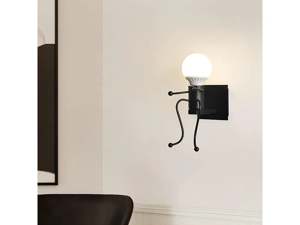 Applique murale rétro créative pour chambre d'enfant, lampe de chevet E27 en métal, forme dessin animé (sans ampoule)