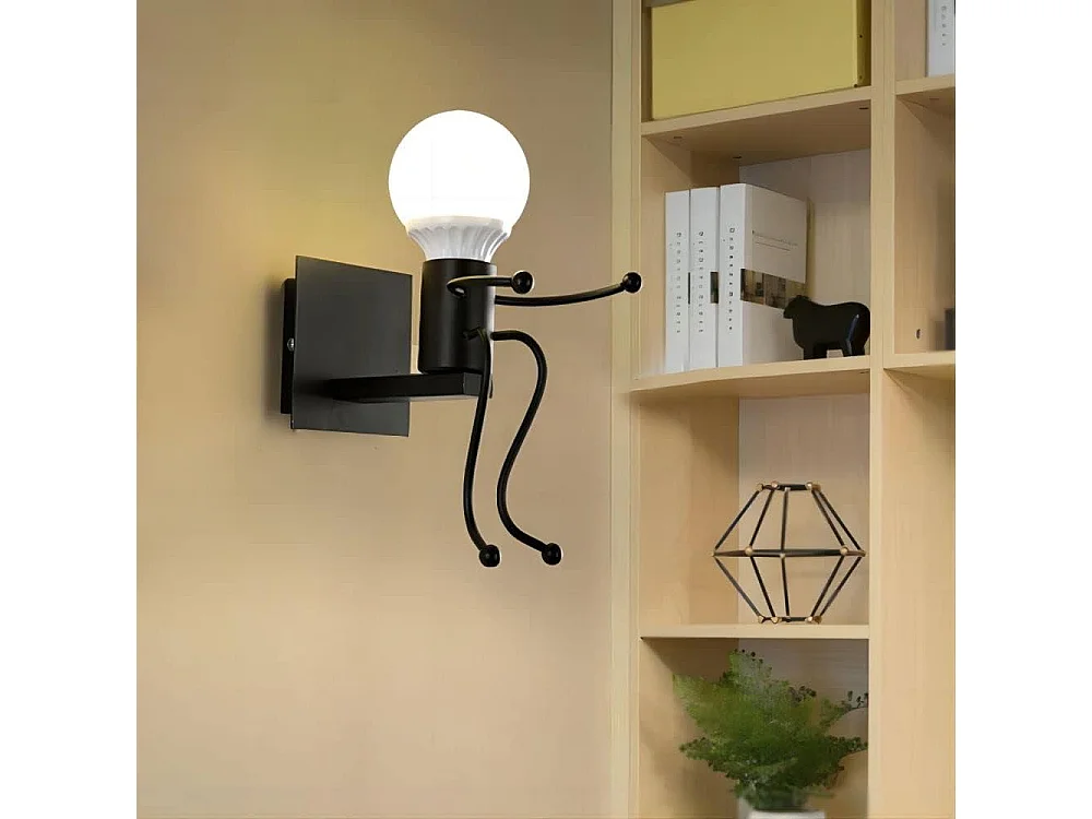 Applique murale rétro créative pour chambre d'enfant, lampe de chevet E27 en métal, forme dessin animé (sans ampoule)