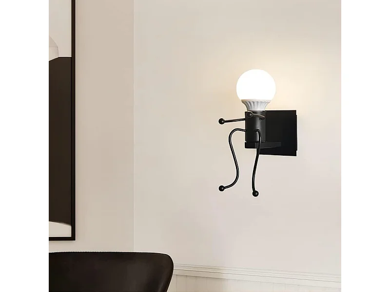 Applique murale rétro créative pour chambre d'enfant, lampe de chevet E27 en métal, forme dessin animé (sans ampoule)