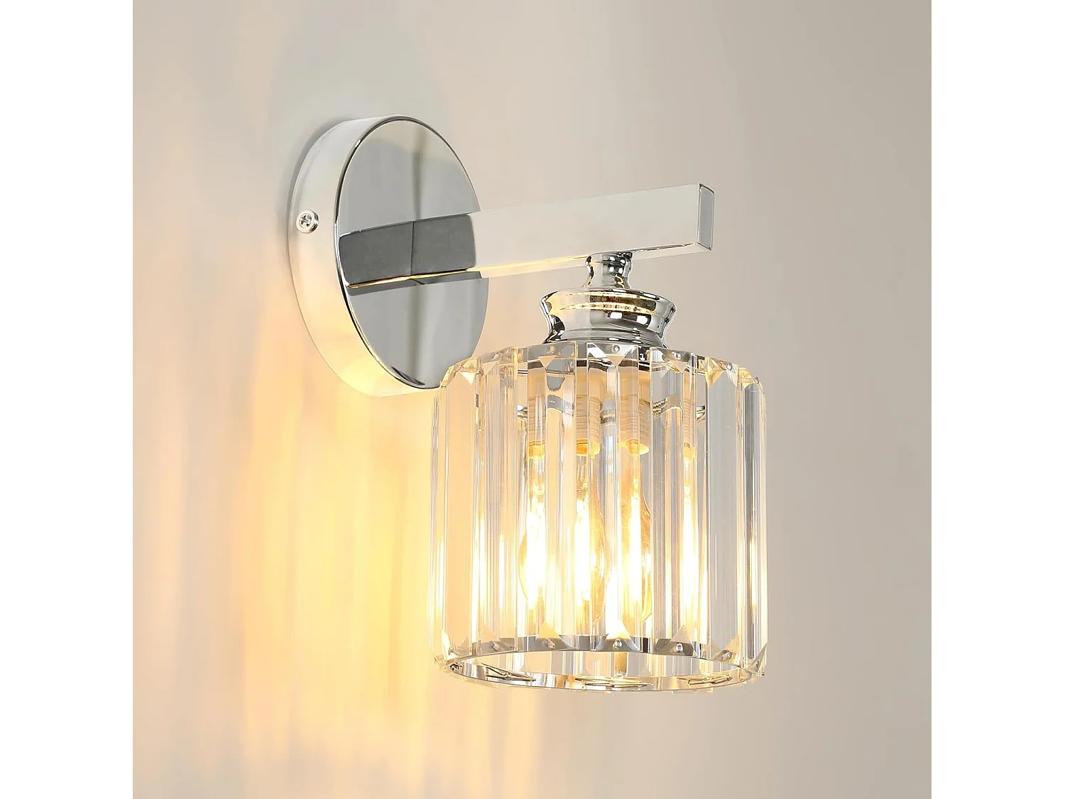 Applique murale moderne en cristal, élégante applique ronde argentée E27 pour chambre, salon, couloir