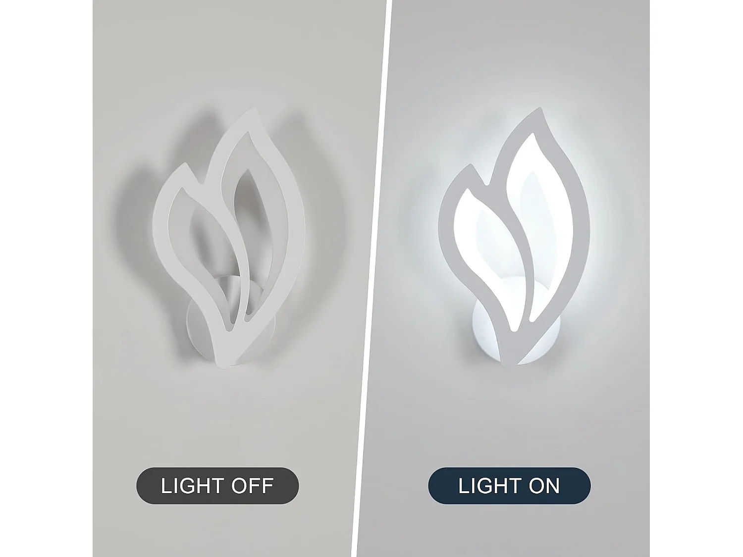 Applique murale LED moderne 13W en forme de fleur blanche 6500K, lumière blanche froide, idéale pour un couloir, une chambre à coucher ou un salon
