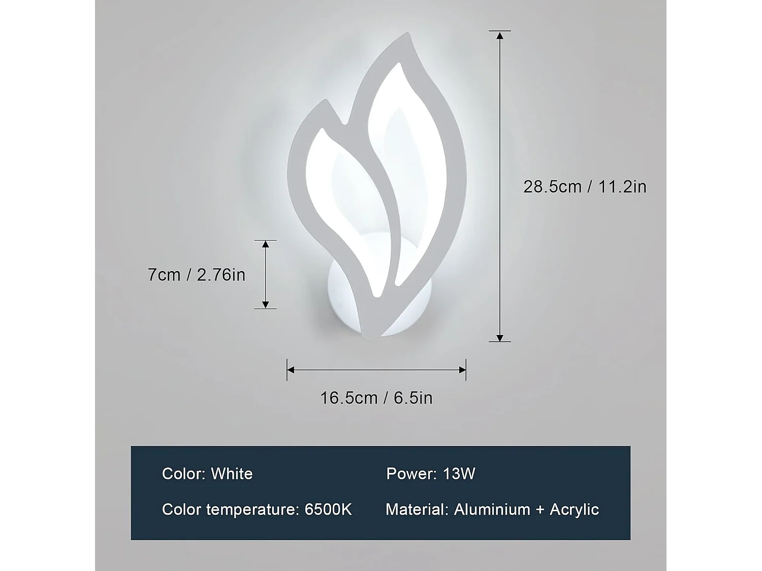 Applique murale LED moderne 13W en forme de fleur blanche 6500K, lumière blanche froide, idéale pour un couloir, une chambre à coucher ou un salon