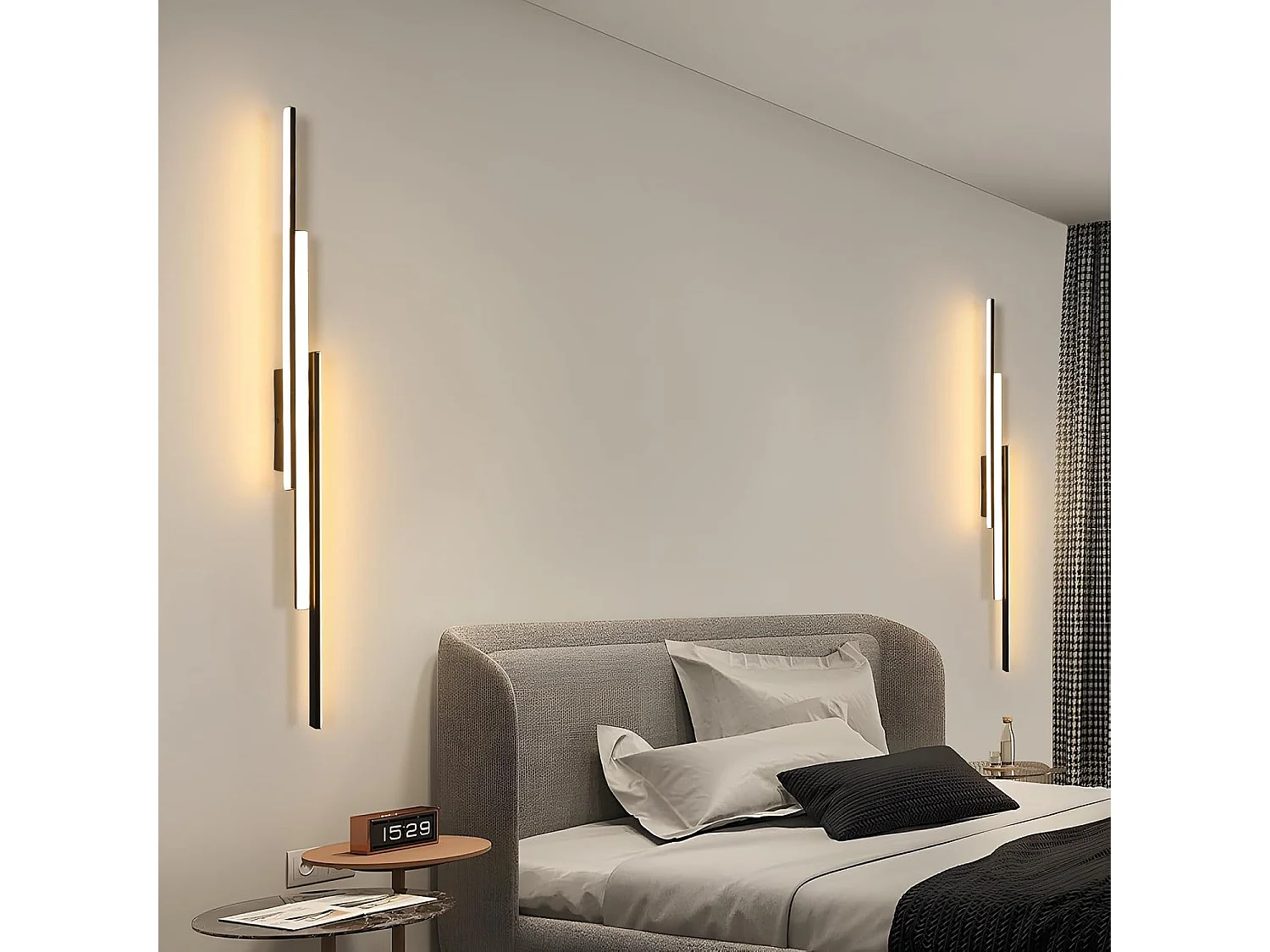Applique murale LED noire 24 W 2700 lm, applique murale LED d'intérieur moderne 90 cm, éclairage mural blanc chaud 3000 K pour chambre, couloir
