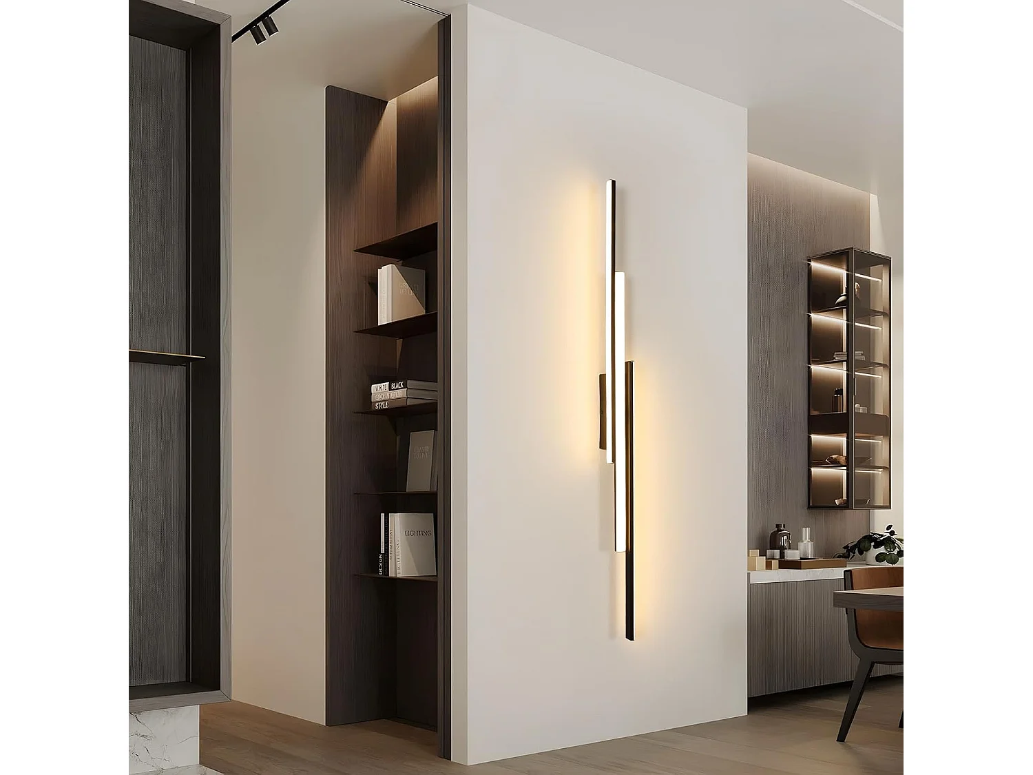 Applique murale LED noire 24 W 2700 lm, applique murale LED d'intérieur moderne 90 cm, éclairage mural blanc chaud 3000 K pour chambre, couloir