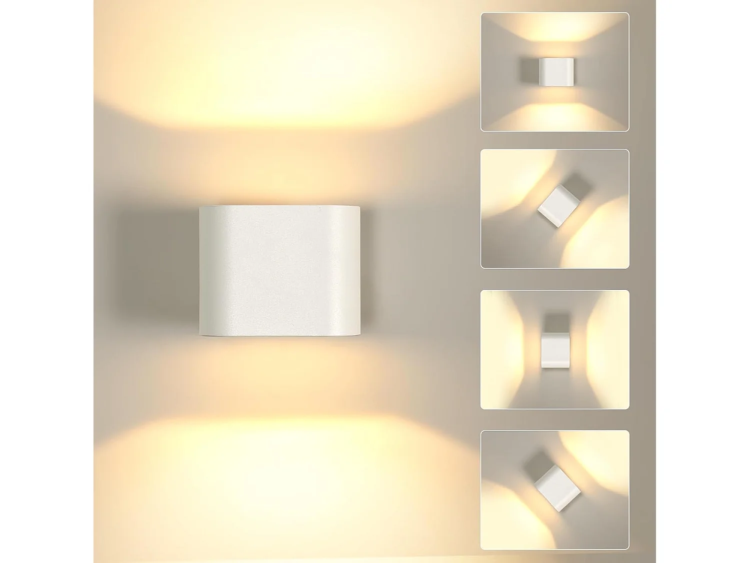 Applique murale d'intérieur LED 14 W, moderne, carrée, étanche IP65, rotative à 350 °, pour couloir, chambre à coucher, blanc 3 000 K