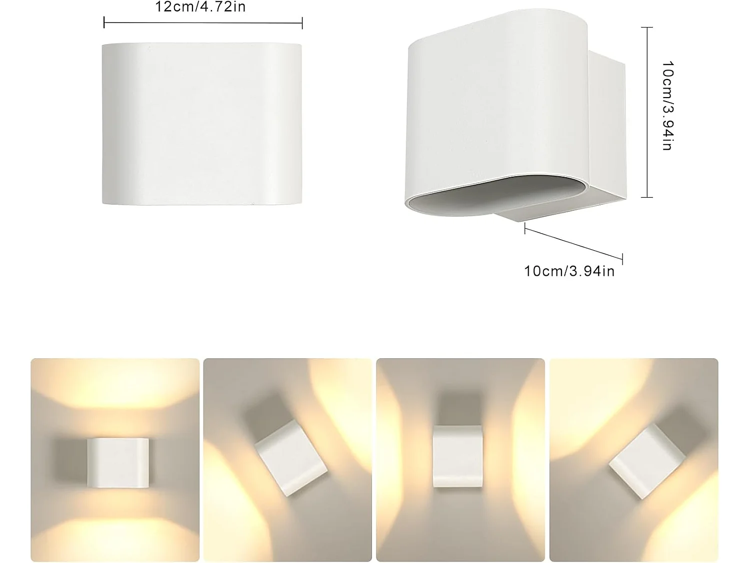 Applique murale d'intérieur LED 14 W, moderne, carrée, étanche IP65, rotative à 350 °, pour couloir, chambre à coucher, blanc 3 000 K